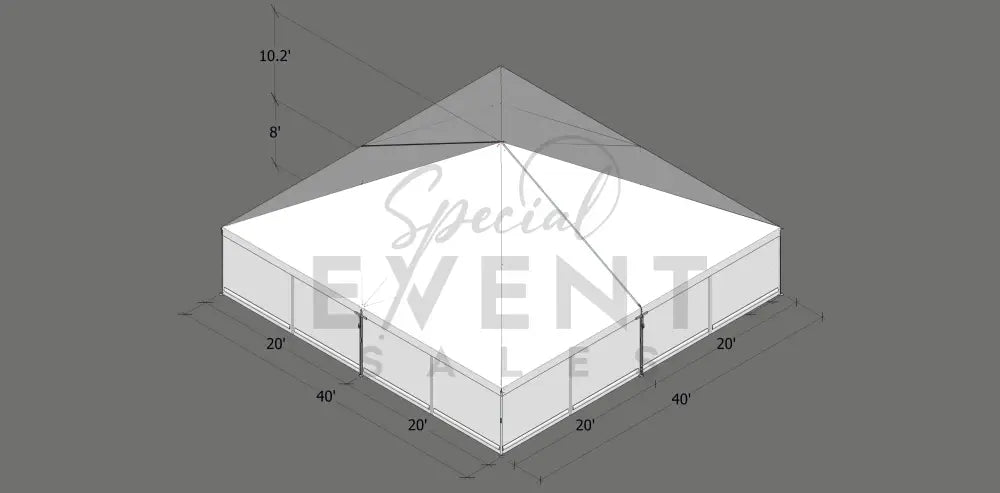 Turbotrack Tent 40’ x 40’ Plain Walls Tents - Turbotrack Frame