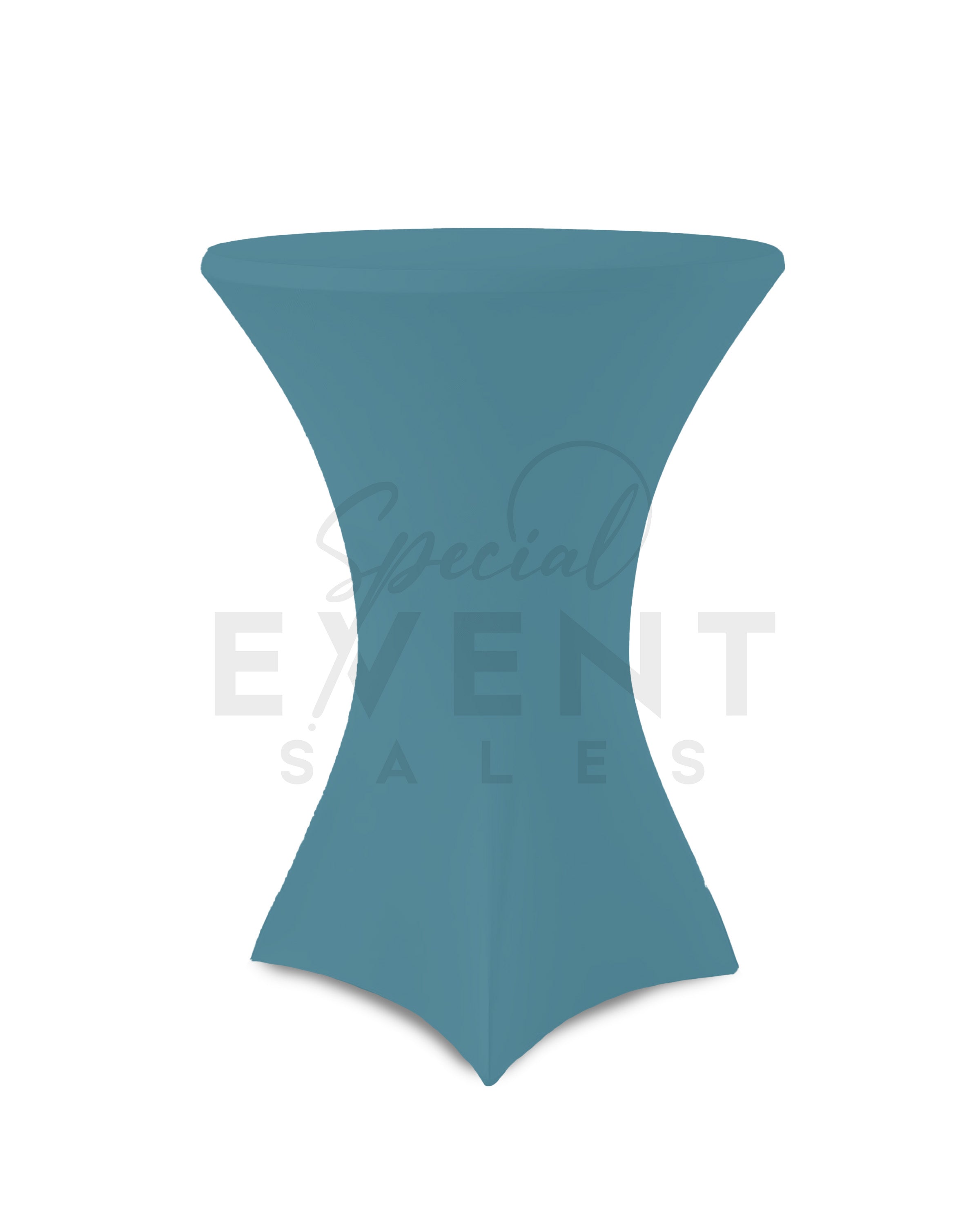 Spandex stretch turquoise cocktail table cover.