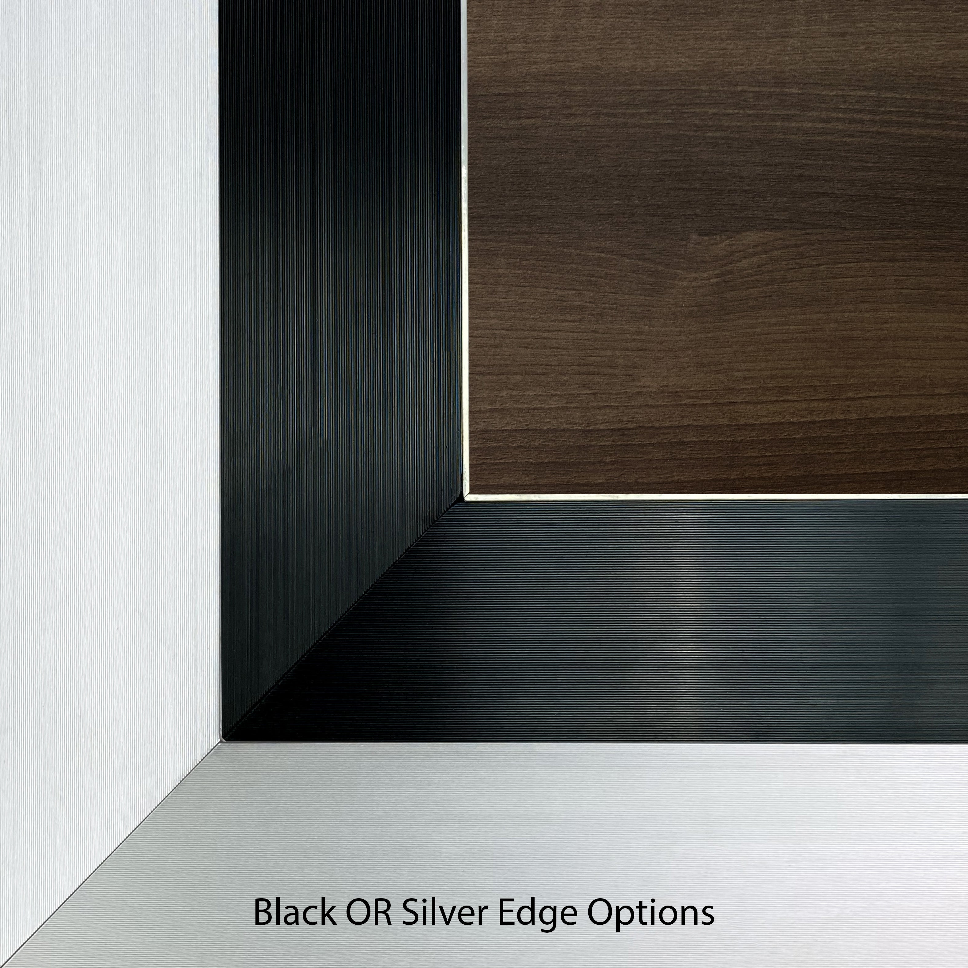 Walnut DancePro event dance floor with silver and black trim/ edge. 