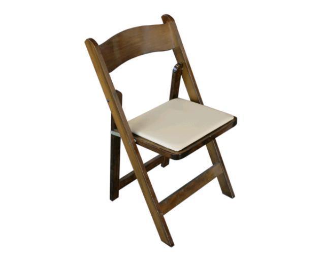 Chair, Walnut Wood Folding c/w Tan Pad - Special Event Sales
