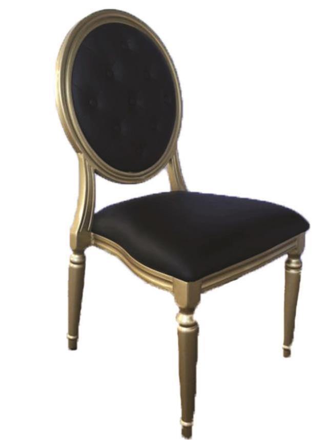 Chair, Louis XVI Gold With Black Pad - Special Event Sales