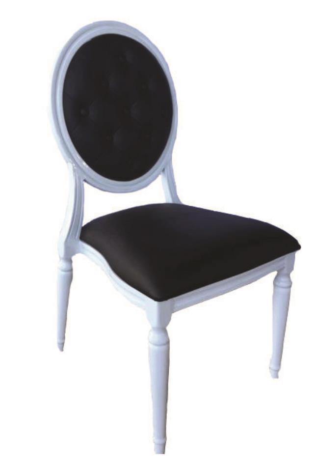 Chair, Louis XVI White With Black Pad - Special Event Sales