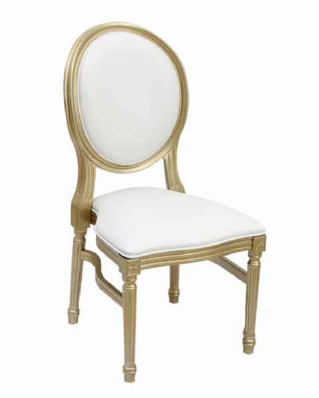 Chair, Louis XVI Resin Ivory on Gold - Special Event Sales