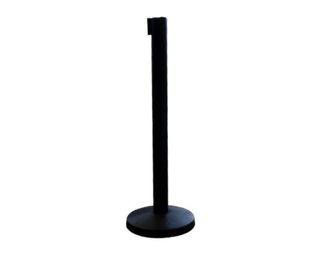 Stanchion, T-Retractable Black With Black Tape Top - Special Event Sales