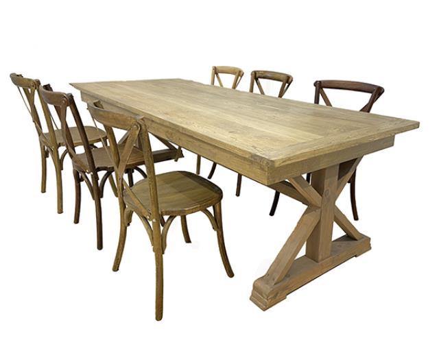 Table, 40" x 96" Farm Style Cross Leg Elm - Special Event Sales