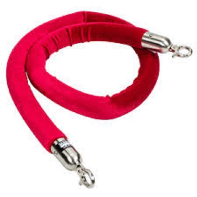 Velour Rope 5' Red (S/Steel Ends) - Special Event Sales