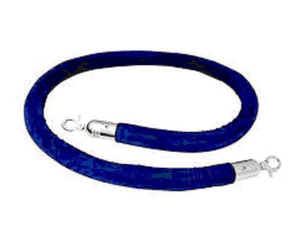 Velour Rope, 8' Long Blue With Polished Chrome Snap Ends - Special Event Sales