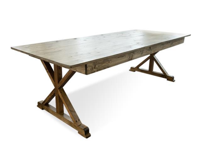 Table, 40" x 96" Farm Style Cross Leg Rustic - Special Event Sales