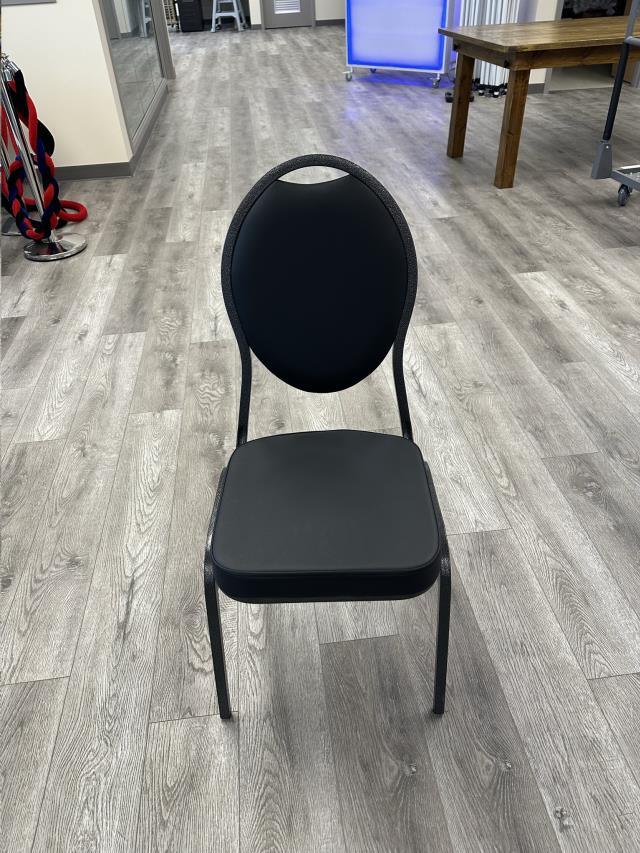 Chair, Banquet Oval Black Vinyl - Special Event Sales