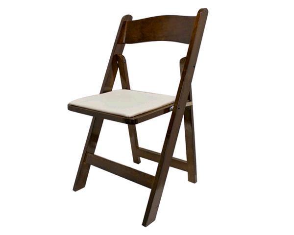 Chair, Walnut Wood Folding c/w White Pad - Special Event Sales