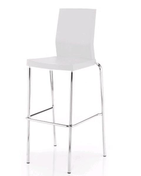 Stool, Stacking White/Chrome c/w Back - Special Event Sales